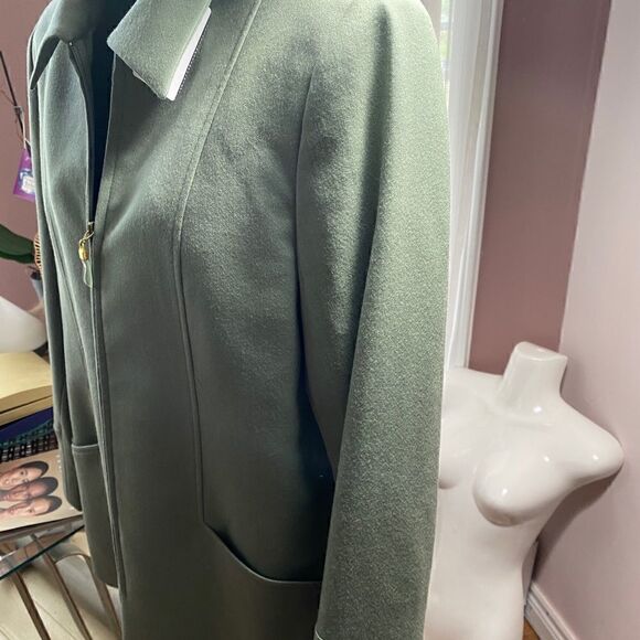 JON Tagia pret-a-porter vintage army green zip up blazer wool Sz 10 - Picture 6 of 16